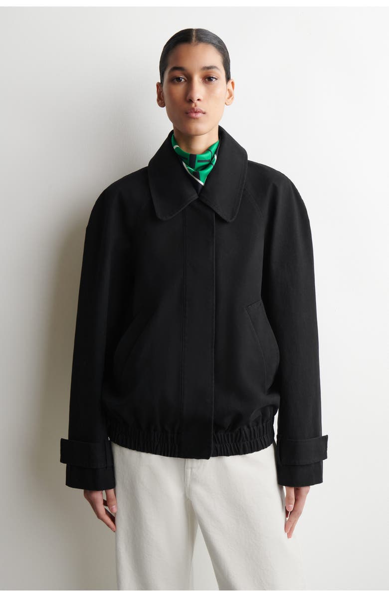 COS Rounded Cotton Blouson Jacket, Alternate, color, Black