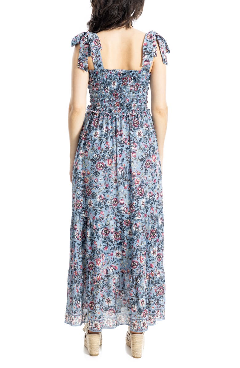 MAX STUDIO Shoulder Tie Maxi Dress, Alternate, color, Pale Denim Heritage Floral