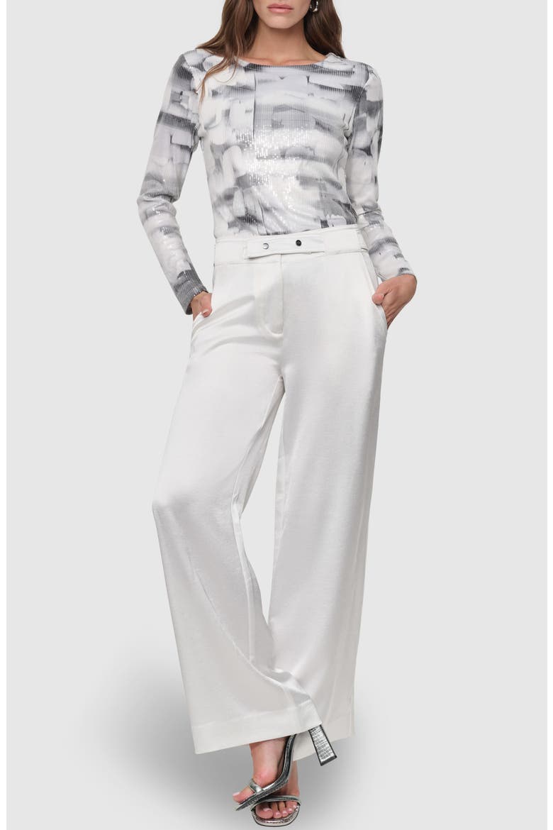 Belt Detail Wide Leg Pants, Alternate, color, IVORY