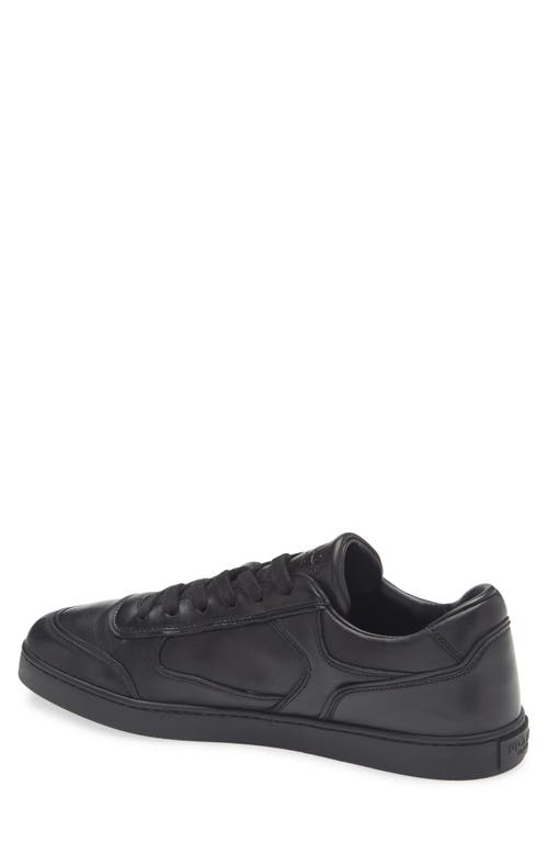 Prada Leather Sneakers With Flat Sole And Round Toe In Nero
