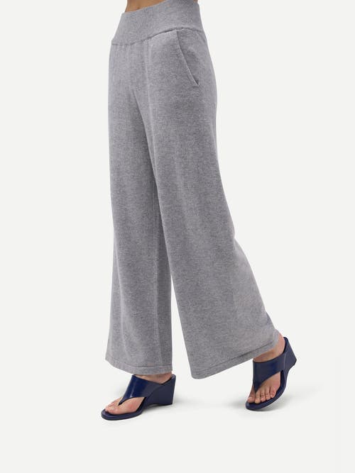Gobi Mongolian Cashmere Wide-leg Cashmere Pants In Gray