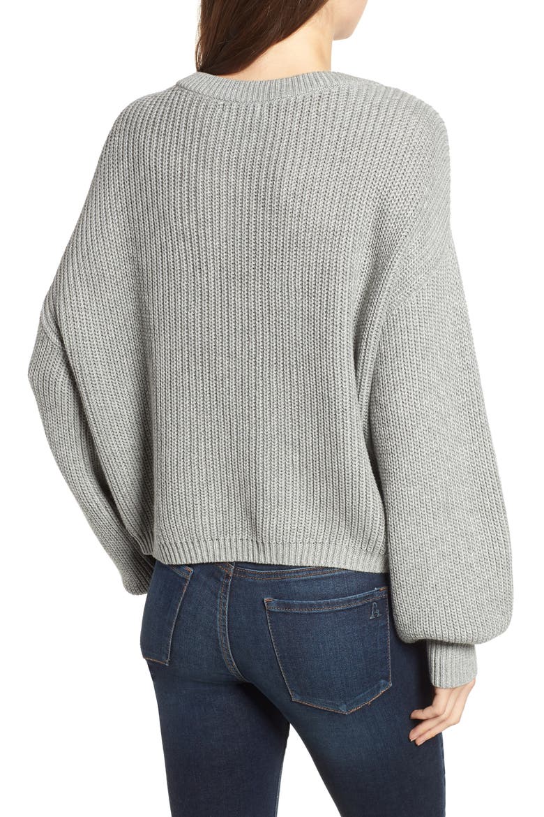 V Neck Cotton Sweater, Alternate, color, GREY MEDIUM HEATHER