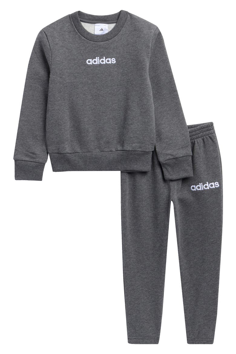 Kids' Linear Logo Sweatshirt & Sweatpants Set, Main, color, DARK GREY HEATHER