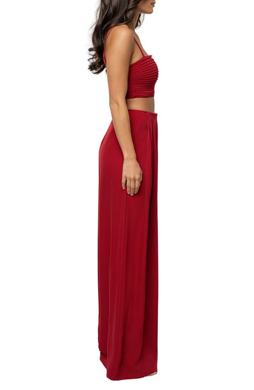 Jluxlabel Serenade Crop Top & Wide Leg Pants In Red