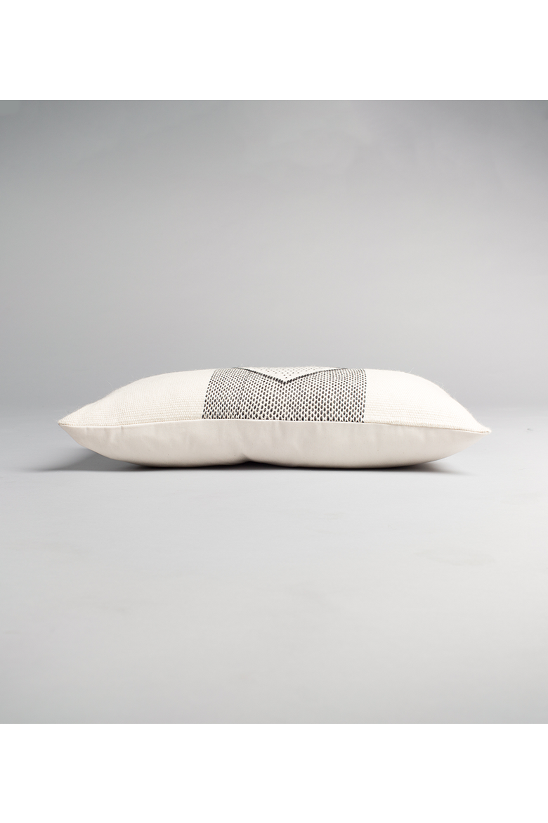 Diamante Lumbar Pillow with Border in Black, Alternate, color, Black/Ivory