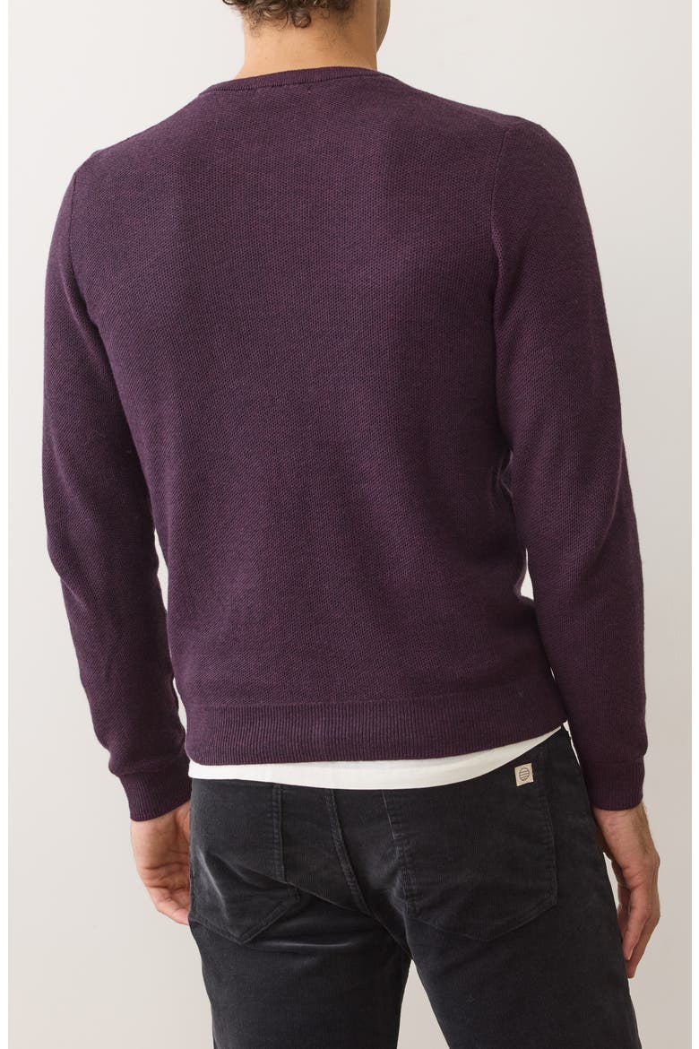 Textured Cotton Blend Crewneck Sweater, Alternate, color, SANGRIA