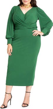 ELOQUII Cross Front Midi Dress