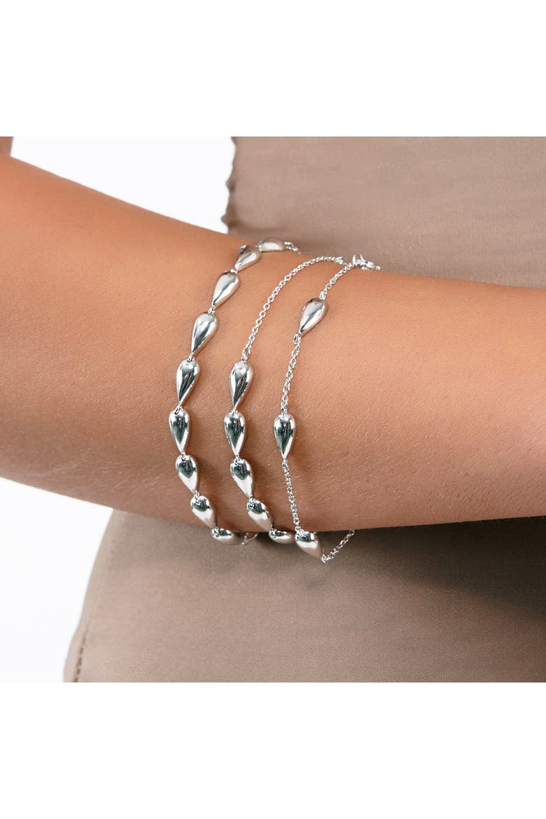 Tear Drop Full Bracelet, Alternate, color, Sterling Silver