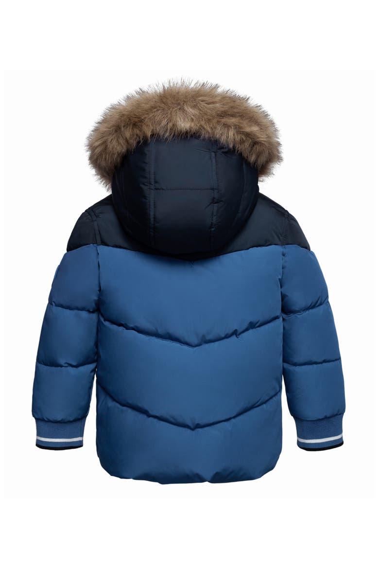 Fleece Lined  Puffer Coat with Removable Trim, Alternate, color, Navy