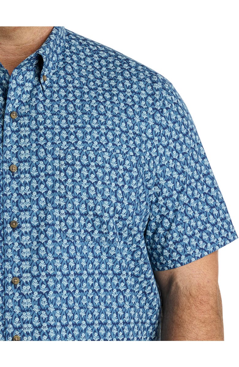 Harbor Bay by DXL Big & Tall Easy-Care Floral Print Sport Shirt, Alternate, color, Blue