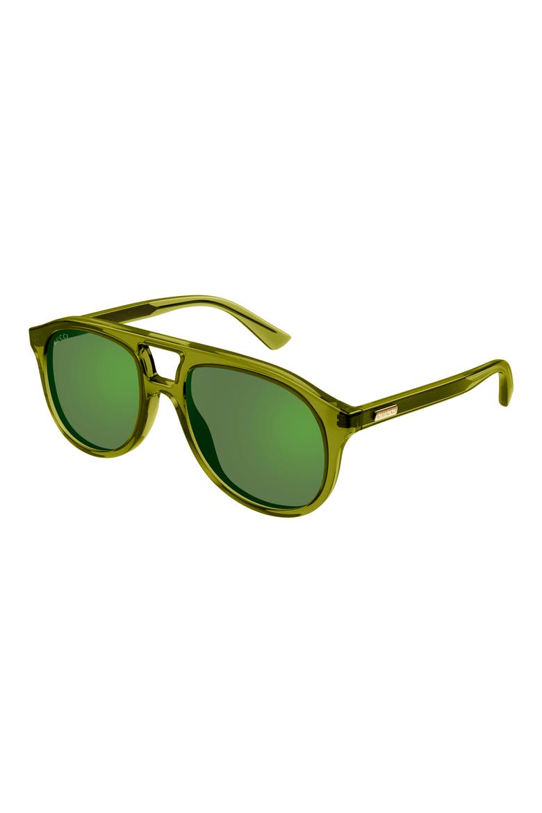 54mm Pilot Sunglasses, Alternate, color, GREEN