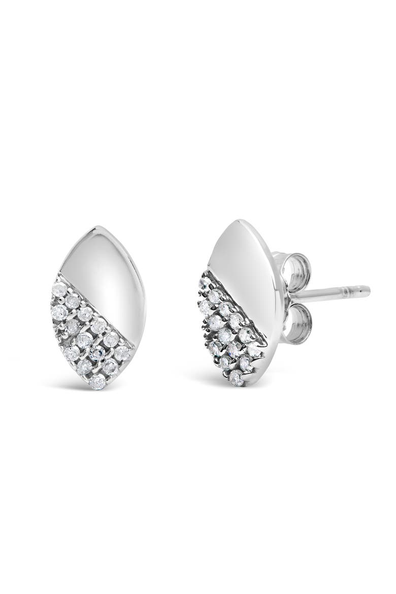 Silver 1/6 Ct Diamond and Mirror Polish Pear Shape Stud Earrings, Alternate, color, White