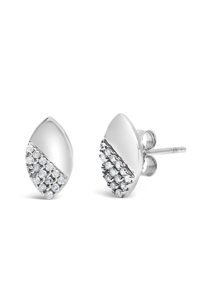 Haus of Brilliance Silver 1/6 Ct Diamond and Mirror Polish Pear Shape Stud Earrings, Alternate, color, White
