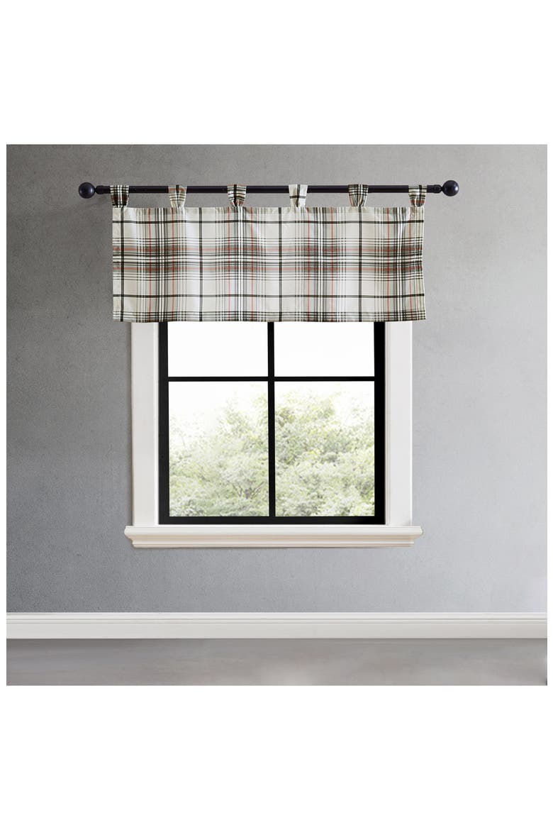 Alder Plaid Tab Top Valance Curtain, Alternate, color, GREY