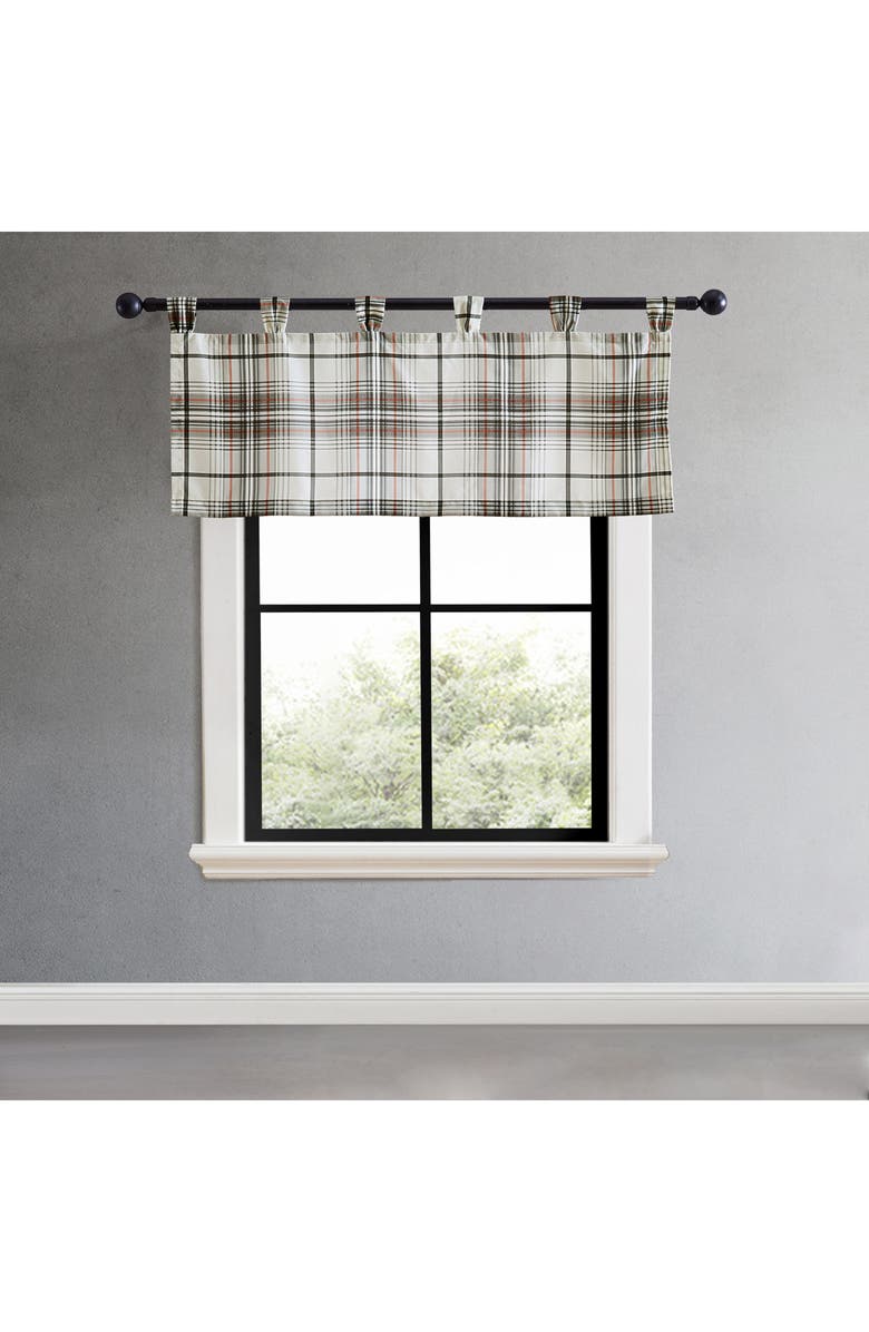 Eddie Bauer Alder Plaid Tab Top Valance Curtain, Alternate, color, Grey