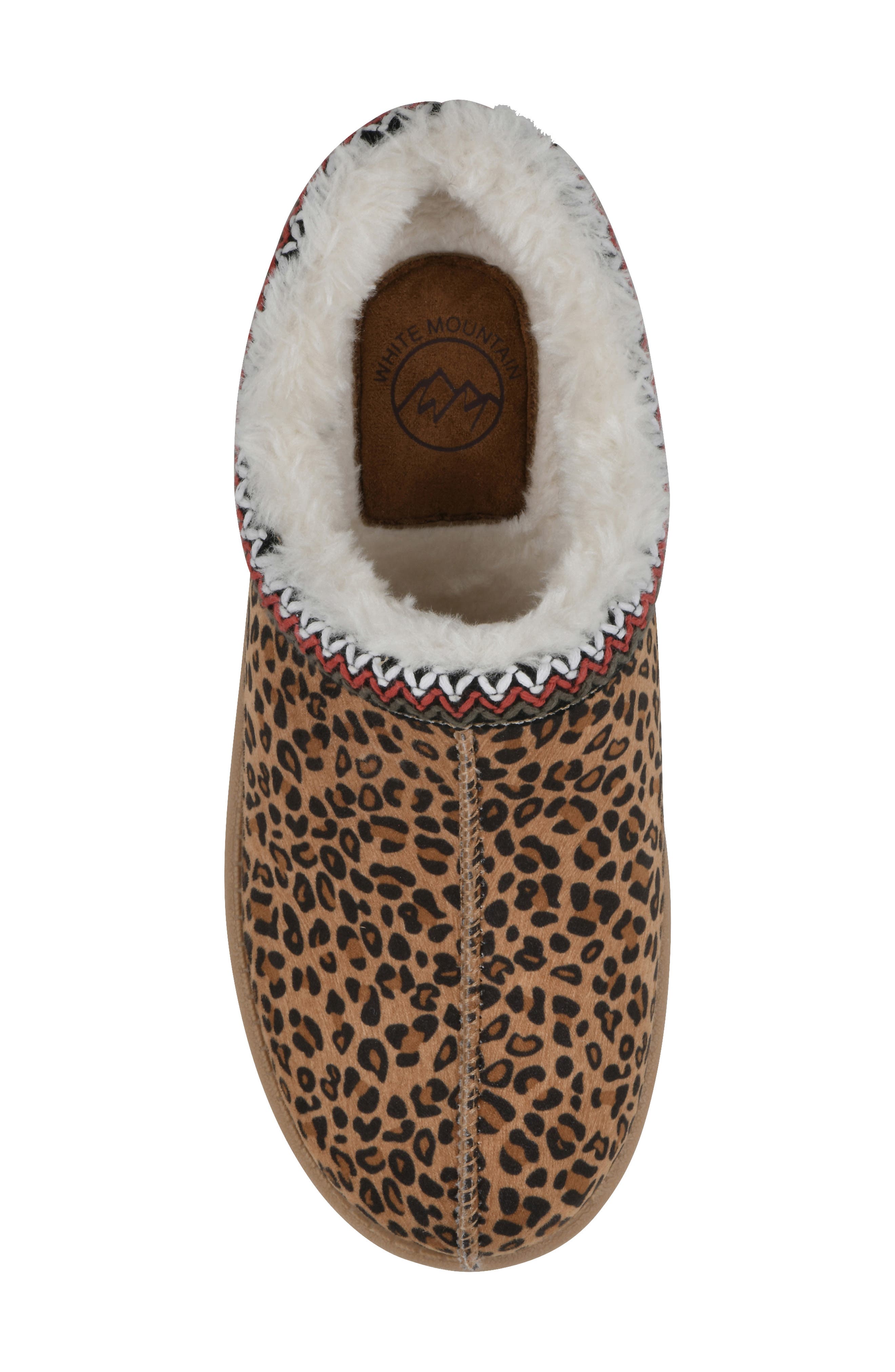 Icebin Faux Shearling Lined Clog Slipper, Alternate, color, TAN/ LEOPARD/ FABRIC
