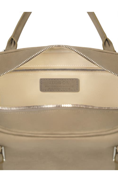 Stand Oil Faux Leather Square Bowling Bag In Brown