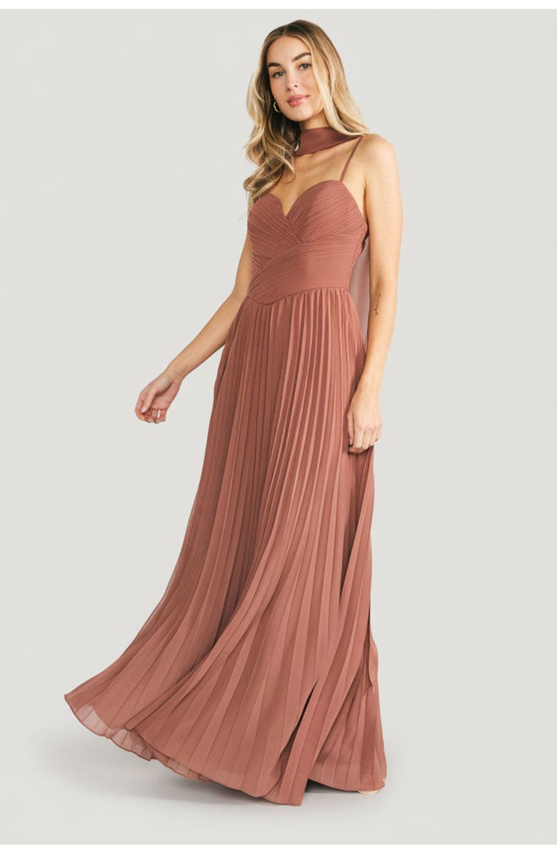Baltic Børn Georgina Pleated Maxi Dress, Alternate, color, Rosy Brown