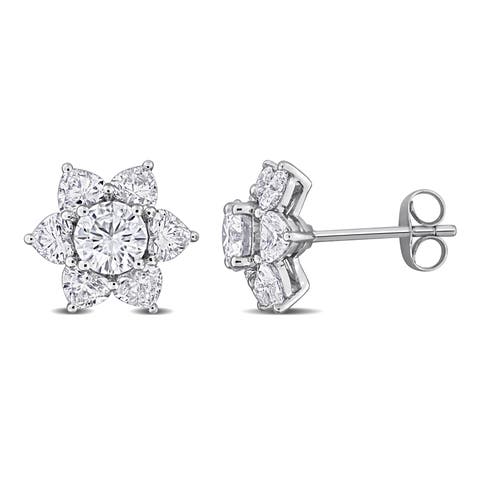 Lab Grown Diamond Floral Earrings 10k