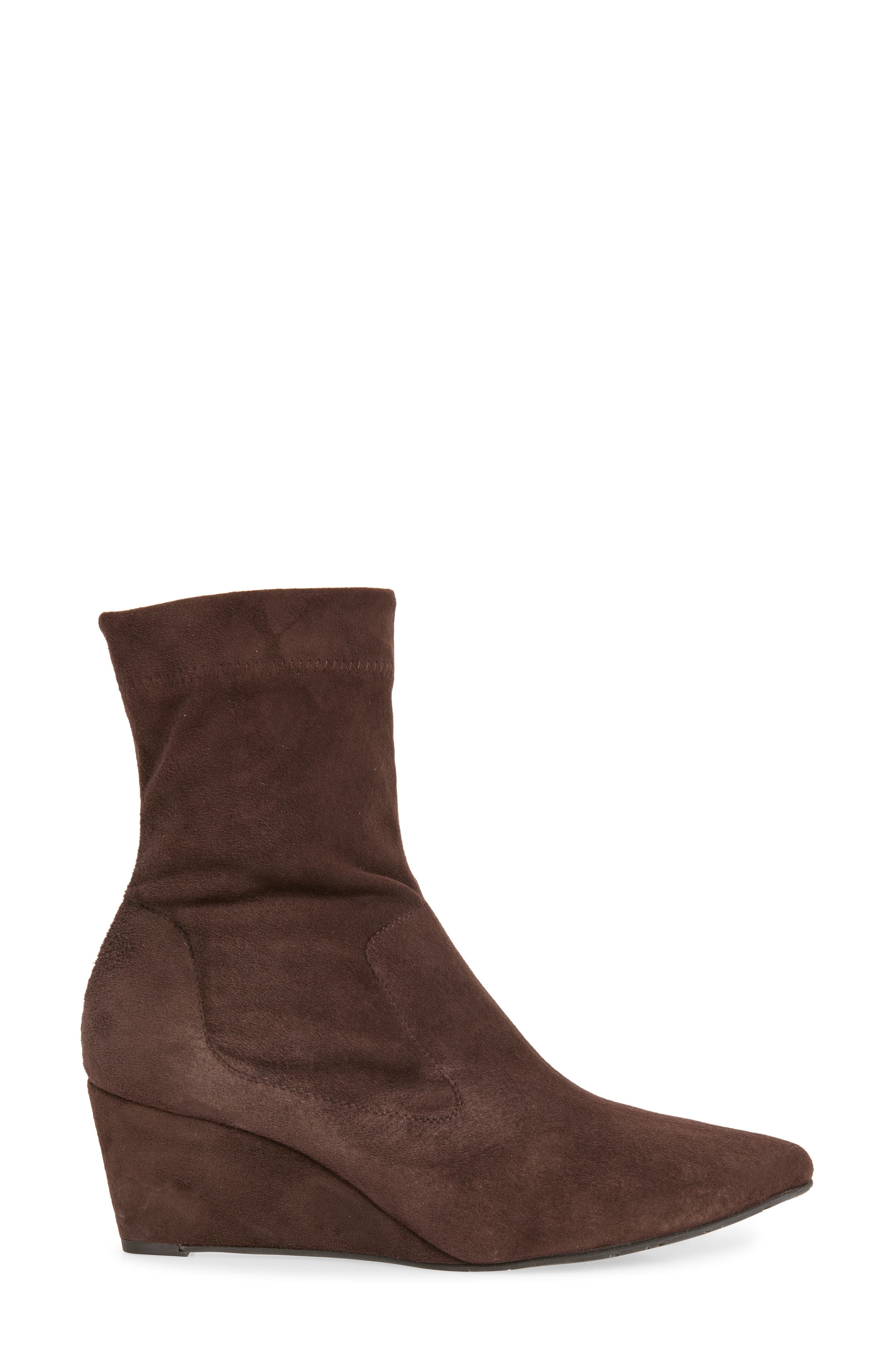 Onira Stretch Leather Wedge Bootie, Alternate, color, BROWN STRETCH SUEDE