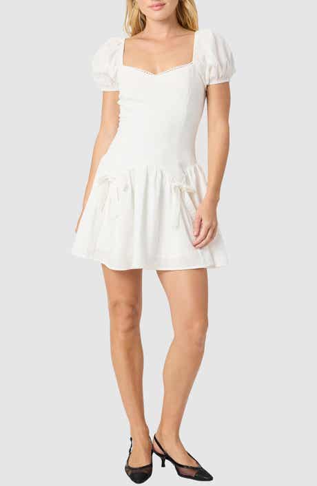 All in Favor Bow Detail Puff Sleeve Minidress