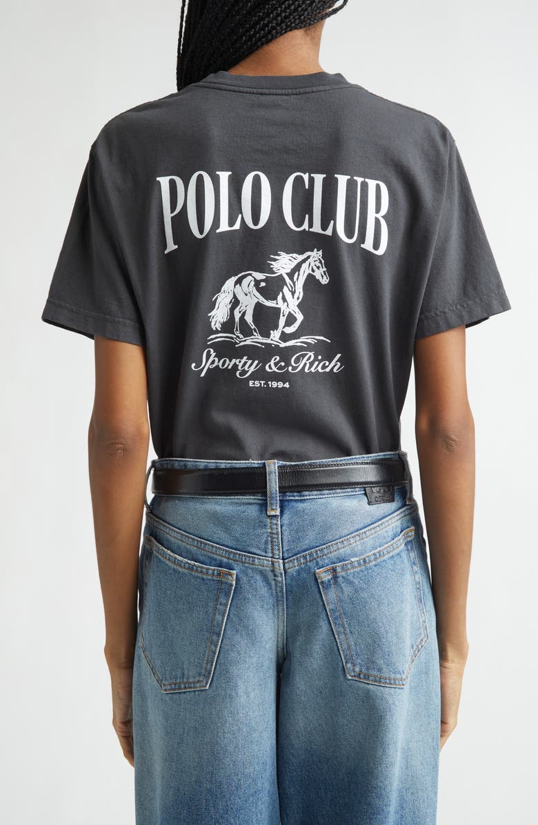 Sporty & Rich Stallion Oversize Cotton Graphic T-Shirt, Alternate, color, Faded Black