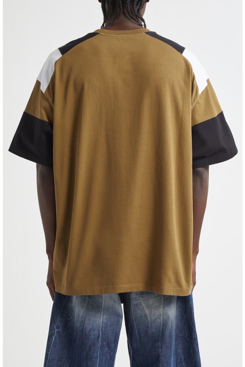 Oversize Panelled T-Shirt, Alternate, color, GREEN KHAKI ROSE OUTLINE