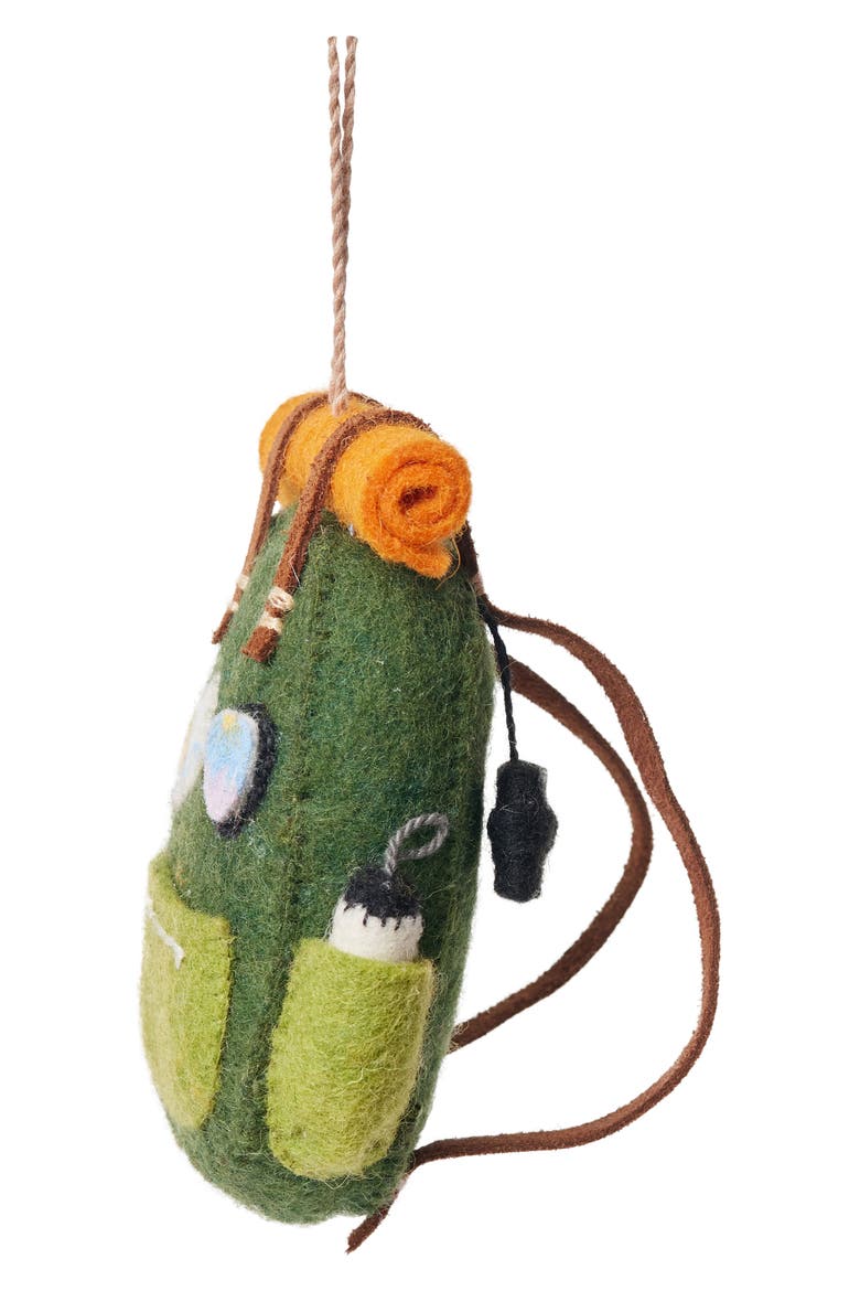 Felted Wool Love Camping Backpack Ornament, Alternate, color, GREEN