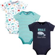 Hudson Baby Little Soft Cotton All-in-One Outfits, Set of 3