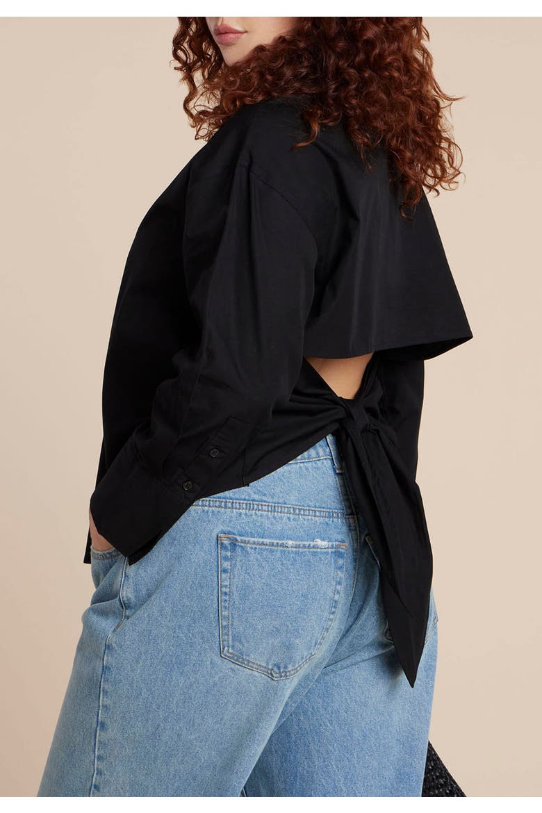 Tie Back Button Up Top, Alternate, color, BLACK ONYX