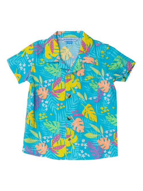 Shop Ruggedbutts Boys Short Sleeve Camp Shirt In Neon Tiki Vibes