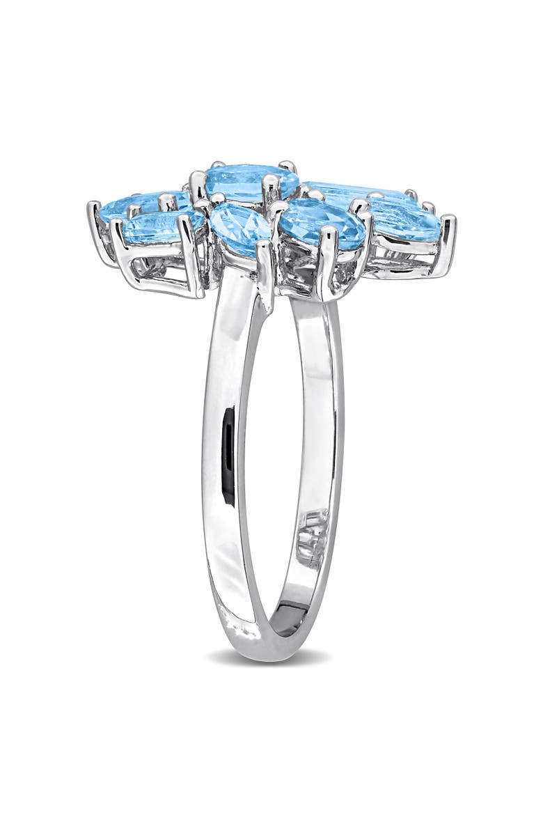 Gemstone Cluster Ring Sterling Silver, Alternate, color, Sky-Blue Topaz