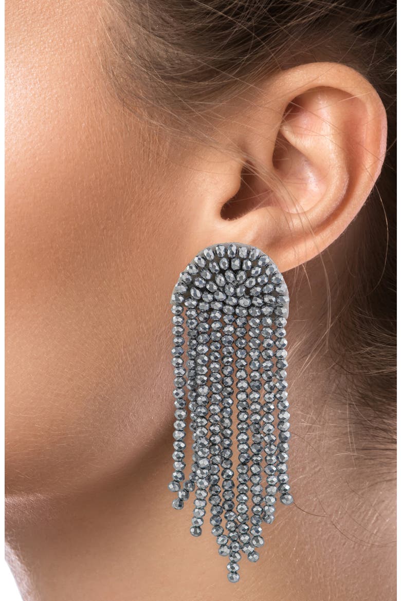 Beaded Waterfall Drop Earrings (Nordstrom Exclusive), Alternate, color, SILVER