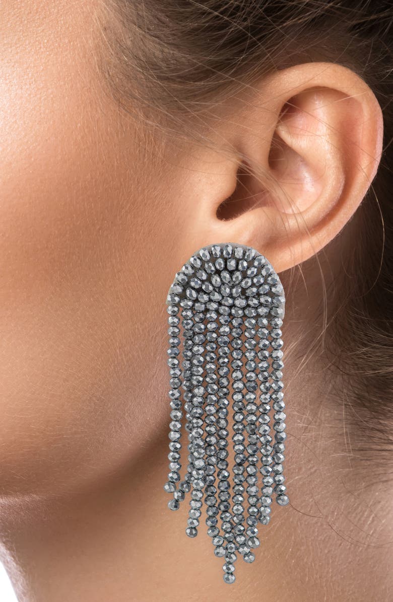 JARDIN Beaded Waterfall Drop Earrings, Alternate, color, Silver