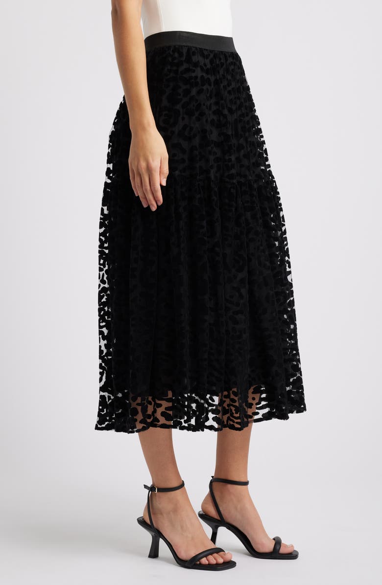 Masai Copenhagen Salome Leopard Spot Burnout Velvet Skirt, Alternate, color, 