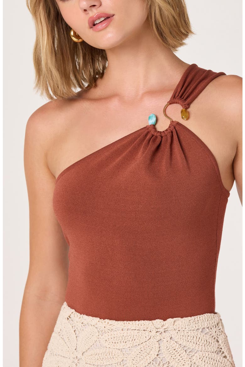 Ania Asymmetric One Shoulder Top, Alternate, color, BROWN