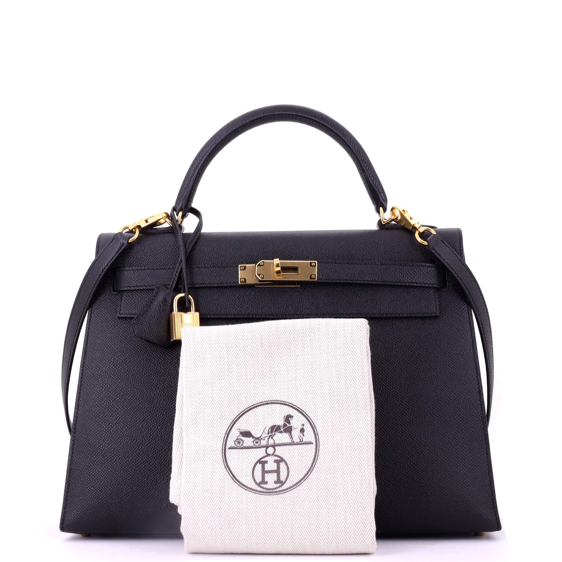 Pre-Owned Hermes Kelly Handbag Black Epsom with Gold Hardware 32, Alternate, color, Noir