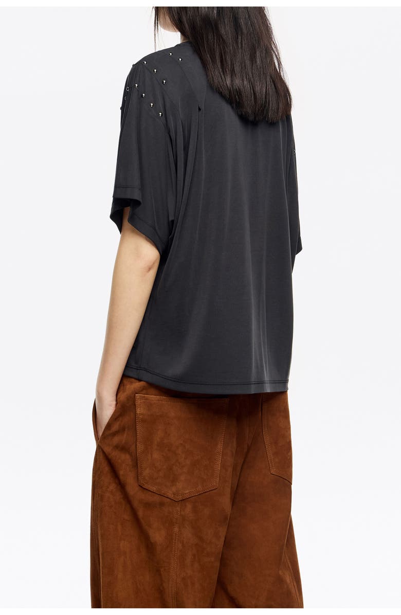 Bimba y Lola Shoulder Studs T-Shirt, Alternate, color, Washed Black