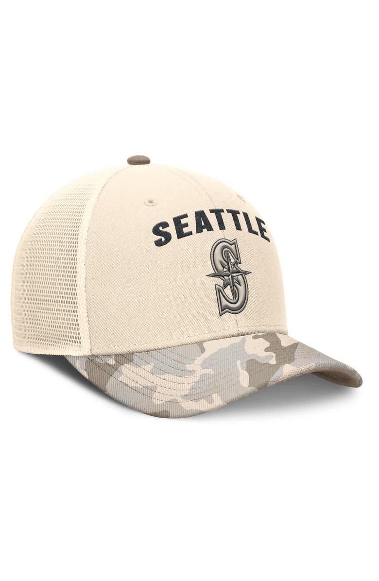 Nike Men's Nike Natural Seattle Mariners Camo Natural Pack Rise Adjustable Trucker Hat, Alternate, color,