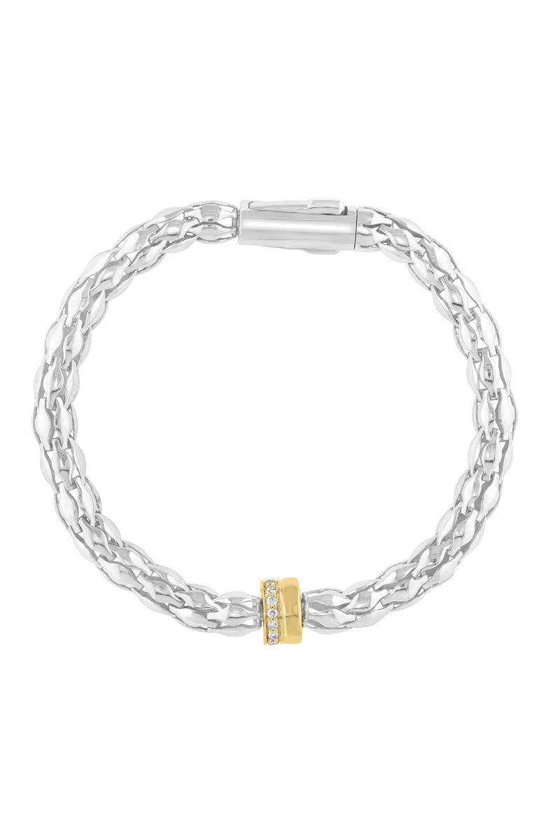 EFFY 14K Gold & Sterling Silver Diamond Rondelle Chain Bracelet, Alternate, color, Silver