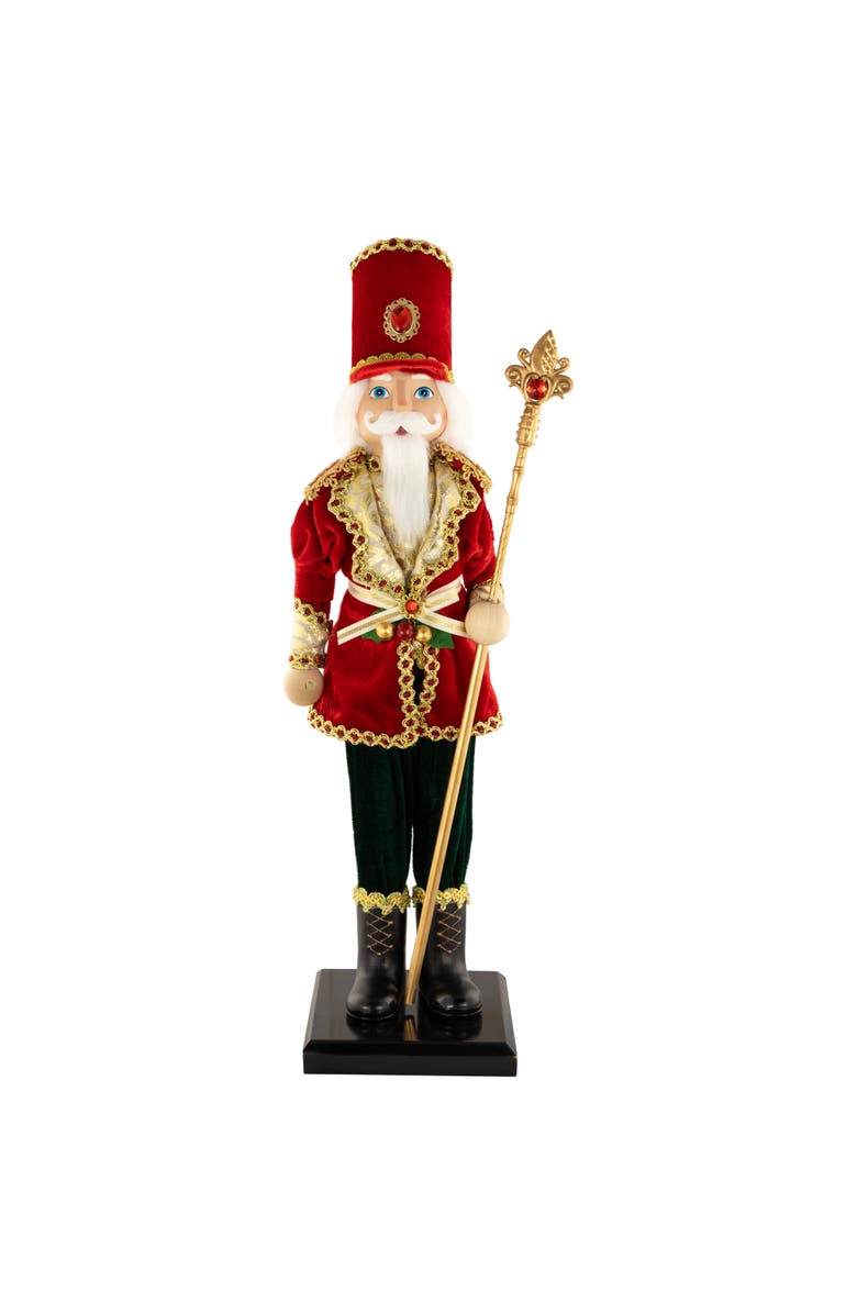 Northlight Jeweled Nutcracker with Scepter Christmas Figure - 22", Main, color, Red