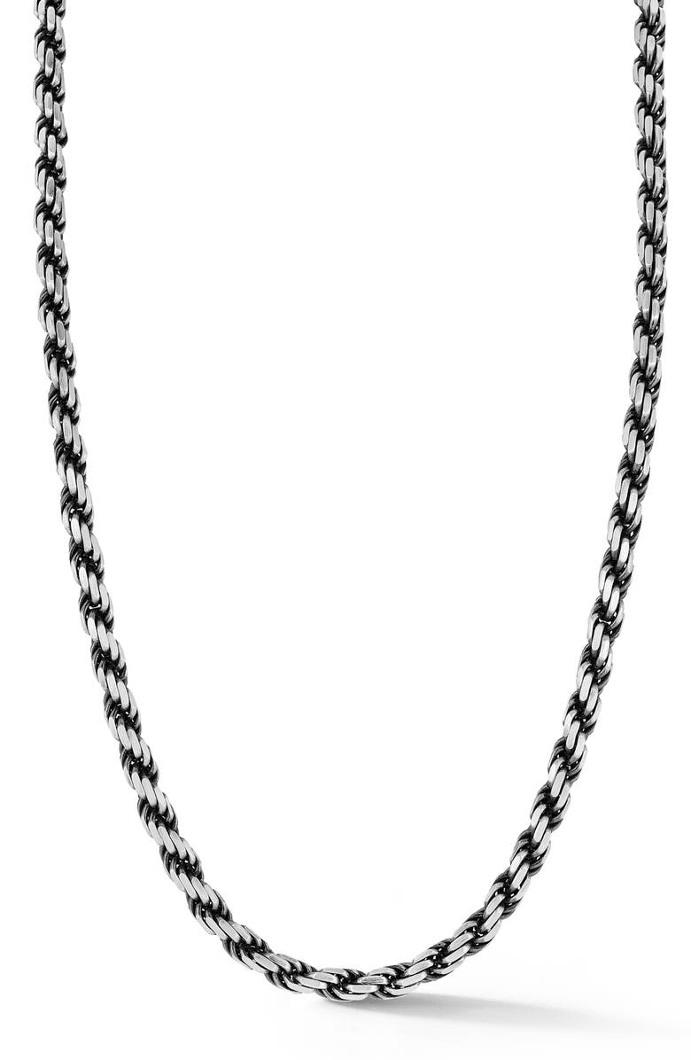 Yield of Men Men's Oxidized Sterling Silver Rope Necklace, Main, color, Silver