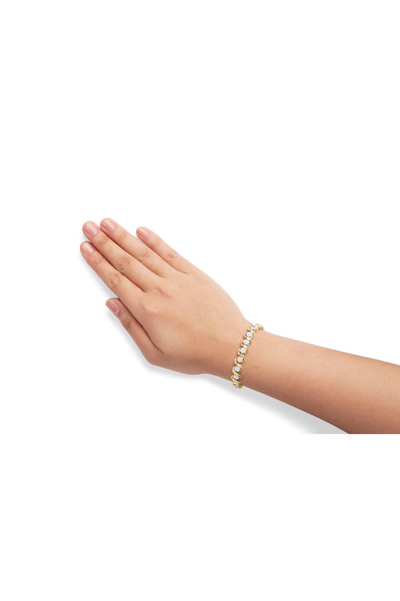 10K Yellow Gold 4.00 Cttw Round-Cut Diamond Floral Link 7.5" Bracelet, Alternate, color, Yellow