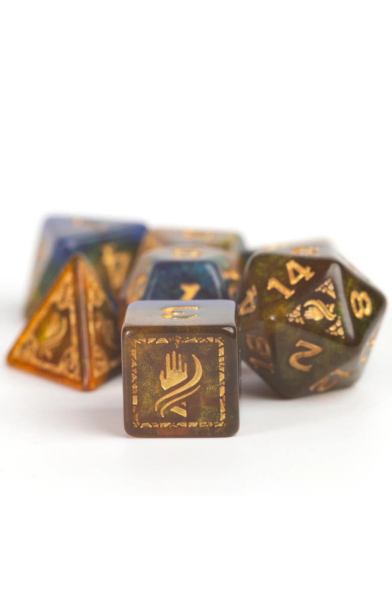 Dungeons & Dragons D&D Adventure Dice Monk Blue & Gold, 12Pc Rpg Set, Alternate, color, Multicolored