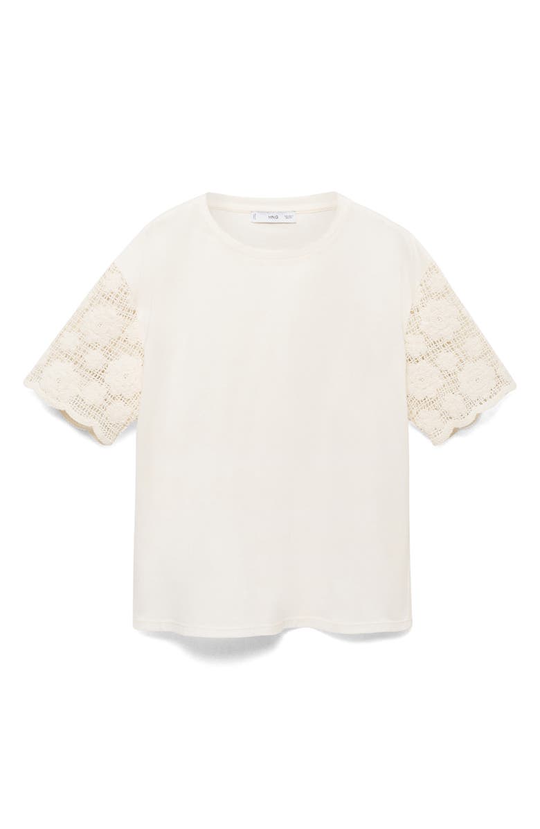 MANGO Open Stitch Trim T-Shirt, Alternate, color, White