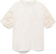 MANGO Open Stitch Trim T-Shirt