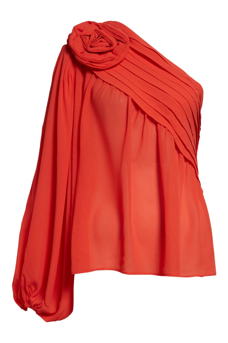 Red Rose One-Shoulder Top, Alternate, color, RED