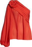 FARM Rio Red Rose One-Shoulder Top