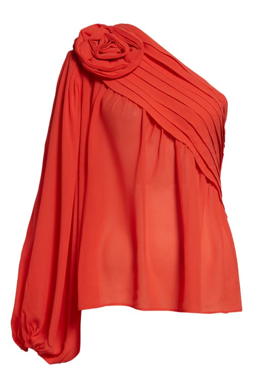 FARM RIO FARM RIO RED ROSE ONE-SHOULDER TOP 