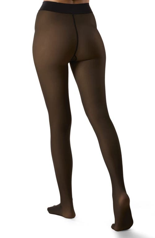 Memoi Sheer Illusion Thermal Tights In Gold